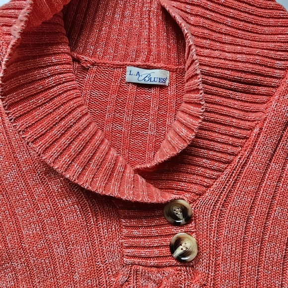 L. A. Blues Cotton Acrylic Orange Cable Knit Normcore Cabincore Sweater ♥️ - Picture 4 of 10